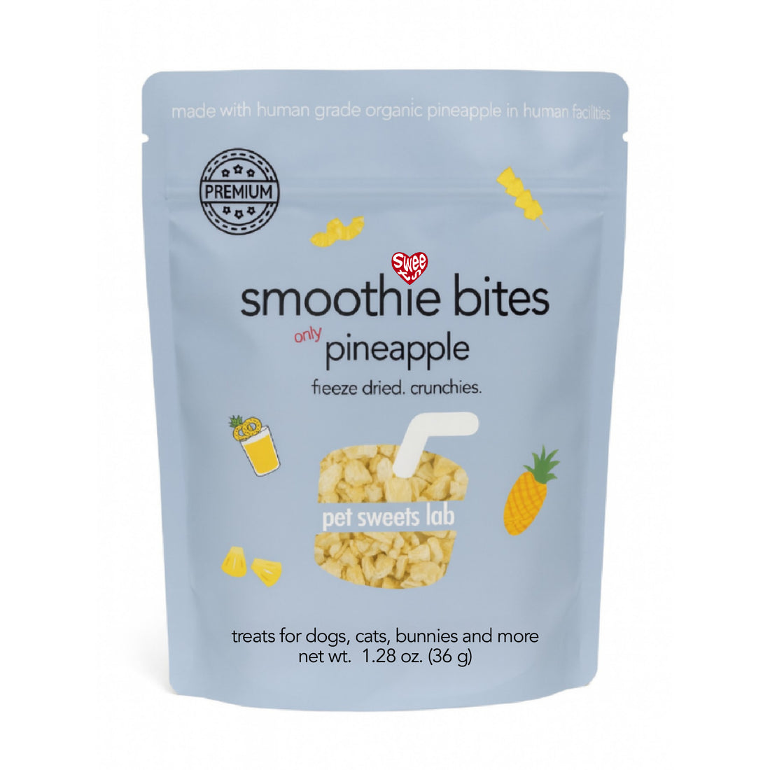 smoothie bites Pineapple, freeze dried tiny bites pet sweets lab